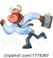 Cartoon Late Bull Business Man Mascot Character by Hit Toon