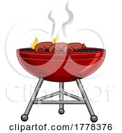 Cartoon Sausages Cooking On A BBQ