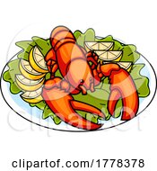 07/04/2022 - Cartoon Cooked Lobster On A Plate