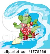 Cartoon Crocodile Surfing