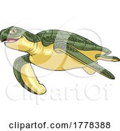 Cartoon Swimming Sea Turtle