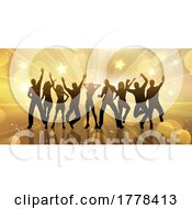 Poster, Art Print Of Abstract Banner Design With Silhouettes Of People Dancing