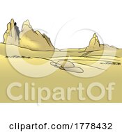 Poster, Art Print Of Desert Landscape With Sandstone Mountain Rock Formation
