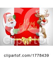 07/05/2022 - Santa Claus Father Christmas And Reindeer Sign