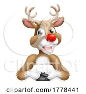 Poster, Art Print Of Christmas Reindeer Over A Sign