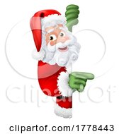 Cartoon Santa Claus Father Christmas Peeking Sign