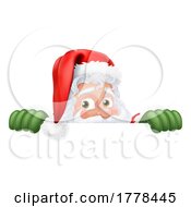 07/05/2022 - Cartoon Santa Claus Father Christmas Peeking Sign