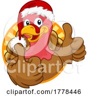 07/05/2022 - Turkey In Santa Hat Christmas Thanksgiving Cartoon