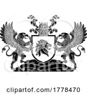 07/05/2022 - Crest Lion Griffin Or Griffon Coat Of Arms Shield