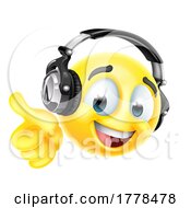 Cartoon Emoticon Face Icon With Music Headphones