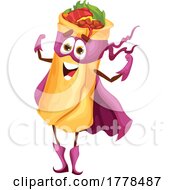 Poster, Art Print Of Super Burrito Food Mascot Character