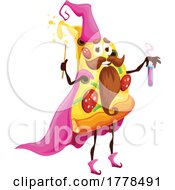 Poster, Art Print Of Wizard Pizza Slice Food Mascot Character