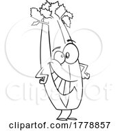 Cartoon Black And White Proud Celery Character