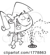 Poster, Art Print Of Cartoon Black And White Playing In A Water Park Geyser