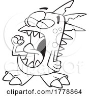 Poster, Art Print Of Cartoon Black And White Monster Yawning