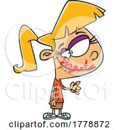Poster, Art Print Of Cartoon Girl With Lipstick All Over Her Face