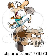 Cartoon Cowboy Riding A Mechanical Bull