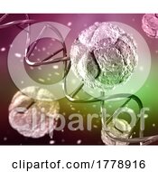 Poster, Art Print Of 3d Medical Background With Dna Strand And Virus Cells