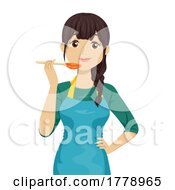 Poster, Art Print Of Teen Girl Taste Cooking Apron Illustration