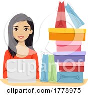 Girl South East Asian Online Shopping Illustration