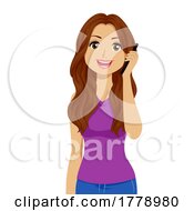 Teen Girl Hispanic Call Mobile Phone Illustration