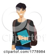 Poster, Art Print Of South East Asian Guy Student Book Illustration