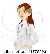 Girl Doctor White Gown Stethoscope Illustration