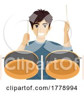 Poster, Art Print Of Teen Guy Play Steel Drums Illustration