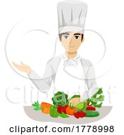 Poster, Art Print Of Teen Guy Chef Vegetables Talking Illustration
