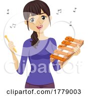 Teen Girl Play Xylophone Illustration