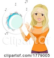 Poster, Art Print Of Teen Girl Play Tambourine Illustration