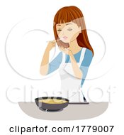 Poster, Art Print Of Teen Girl Kitchen Verb Taste Cooking Illustration
