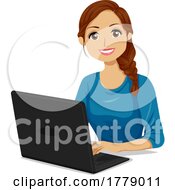 Teen Girl Hispanic Laptop Illustration