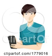 Teen Boy Asian Mobile Phone Illustration by BNP Design Studio #COLLC1779016-0148
