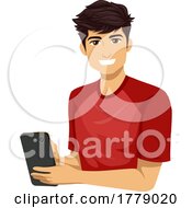 Teen Boy Hispanic Mobile Phone Illustration