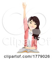 Poster, Art Print Of Teen Girl Asian Student Raise Hand Illustration