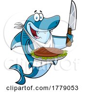 Poster, Art Print Of Cartoon Shark Holding A Steak And Knife