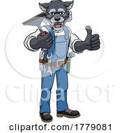 Wolf Car Or Window Cleaner Holding Squeegee by AtStockIllustration