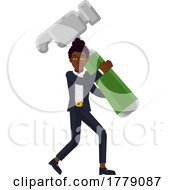 Poster, Art Print Of Black Business Woman With Giant Hammer Concept