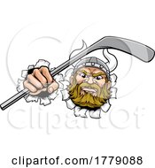 Poster, Art Print Of Viking Ice Hockey Sports Mascot Cartoon