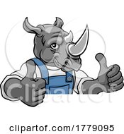 Poster, Art Print Of Rhino Mascot Plumber Mechanic Handyman Worker