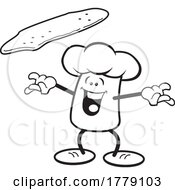 Cartoon Chef Hat Mascot Tossing Pizza Dough