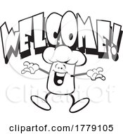 Cartoon Chef Hat Mascot With Welcome Text