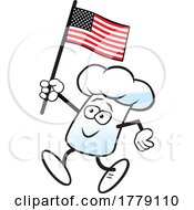Poster, Art Print Of Cartoon Chef Hat Mascot With An American Flag