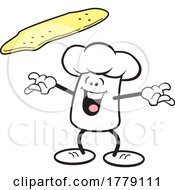 Cartoon Chef Hat Mascot Tossing Pizza Dough