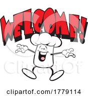 Poster, Art Print Of Cartoon Chef Hat Mascot With Welcome Text