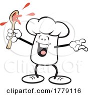 Cartoon Chef Hat Mascot With A Sauce On A Spoon