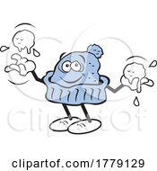 Poster, Art Print Of Cartoon Knitted Hat Mascot With Snow Balls