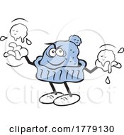 Poster, Art Print Of Cartoon Mischievous Knitted Hat Mascot With Snow Balls