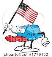 Cartoon American Baseball Hat Holding A Flag by Johnny Sajem